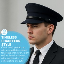 Black Chauffeur Style hat - Size 60cm