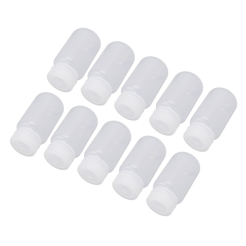 10Pcs Reagent Bottle Plastic Wide Mouth Lab Liquid Sample Seal