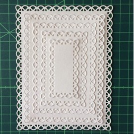 5pcs/Set Lace Rectangle Frame Metal Die Cuts, Christmas Lace Wave Long Square Frame Cutting Dies Cut Stencils for DIY Scrapbooking Album Decorative Embossing Paper Dies Card Making