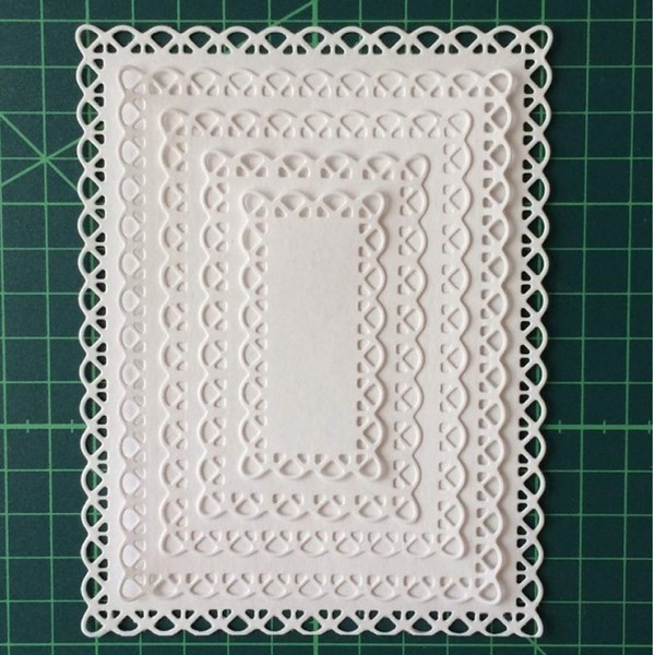 5pcs/Set Lace Rectangle Frame Metal Die Cuts, Christmas Lace Wave