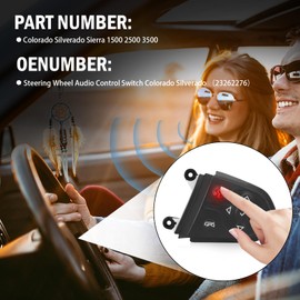 Steering Wheel Audio Control Switch Compatible with Silverado Sierra 1500 2500 3500 Suburban Tahoe 23262276