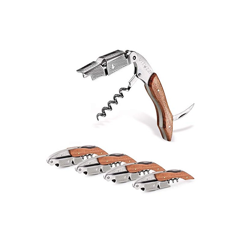 Vituzzi Set de 4 Sacacorchos para Vino de Acero Inoxidable