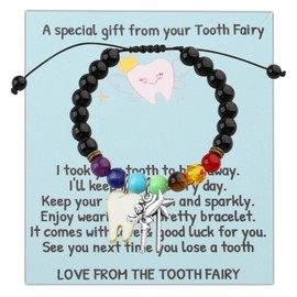 BEKECH Tooth Fairy Bracelet Tooth Fairy Jewelry Dentist Gift Tooth Bracelet First Lost Tooth Gift Tooth Fairy Gift (Black)