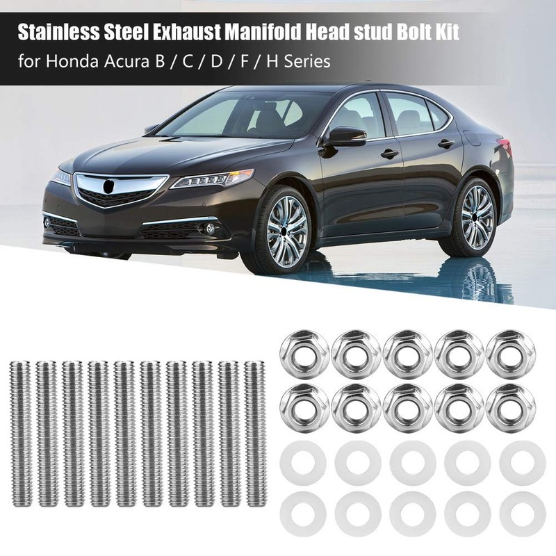 10Pcs Exhaust Manifolds Bolt,Stainless Steel Black Header Exhaust Manifold Head