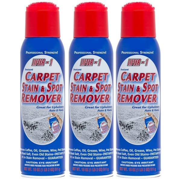 LIFTER-1 Carpet Stain & Spot Remover 3 -Pack for Tough Stains Such as Oil, Grease, Cola, Wine & Pet Stains