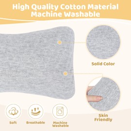 vocheer Small Pillows for Sleeping, 11"x7" Mini Travel Pillow, Tiny Pillows for Neck, Wrist, Lumbar and Knee, Pets Pillow, Cotton, Machine Washable,Light Grey-1PC