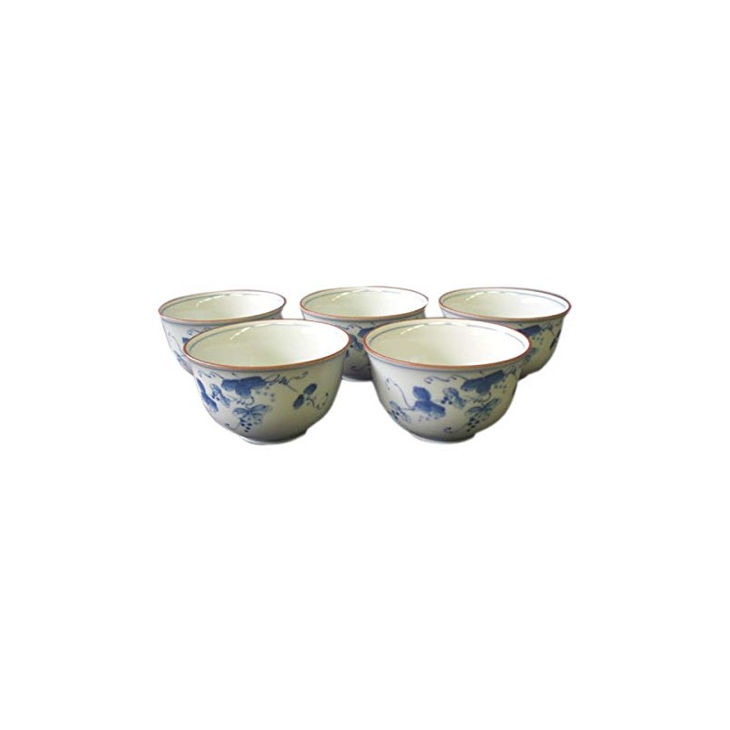 和山 有田焼 Grapes 's-bower Tea Tea Bowls 5 Pack