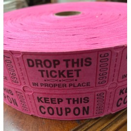 Premier Southern Raffle Tickets Roll of 2000 Double Stub Keep This Coupon Carnival Ticket FUCSHIA