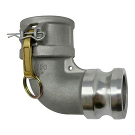 Gloxco Aluminum Type DA Cam and Groove Hose Fitting, 90 Degree Elbow Reducer, 3" Female Camlock x 2" Male Camlock (CAM-3020-DA90-AL)