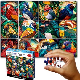 Think2Master Colorful World of Birds 250 pieces Jigsaw Puzzle featuring heartwarming parent and child pairs. fun toy for kids 8+, school & families. paper cut craft style Size: 14.2” X 19.3”