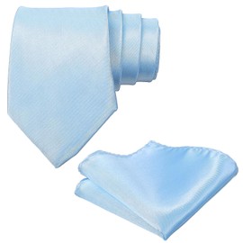 Heclia Men'S Solid Color Tie & Pocket Square Set, Light Blue Ties for Men Business Neck Tie Adjustable 58.27" (148cm) Formal Men's Neckties Corbatas Corbatas Para Hombres Elegantes for Wedding Gift