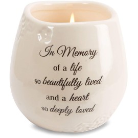 Pavilion Gift Company 19178 in Memory Beautifully Lived Ceramic Soy Wax Candle, 8 Ounce