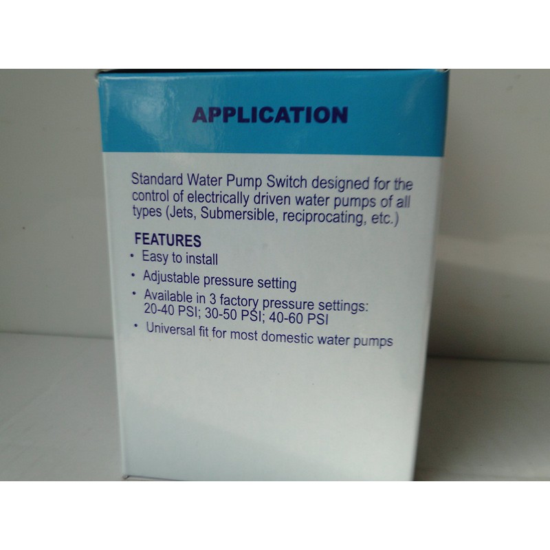 BOSHART INDUSTRIES (BII) PRESSURE SWITCH: 30-50 (PS02-3050); 40-60 (PS02-4060) for