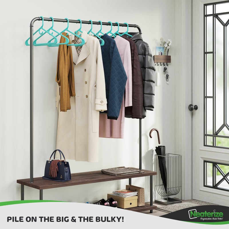 NEATERIZE Ultra Heavy Duty Plastic Clothes Hangers - Aqua -