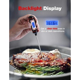 KasaBona Lcd Digital Thermometer Probe Food Milk Water BBQ Turkey Temperature Catering Kitchen Cooking Stainless Steel Instant Reading
