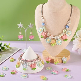 KISSITTY 30Pcs Flower Resin Charms Transparent Flower Resin Pendants Floral Dangle Charms for DIY Necklace Bracelet Earring Jewelry Making Crafts