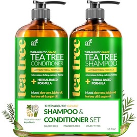 ArtNaturals - Champú y acondicionador para árbol de té (2 x 16 onzas líquidas / 473 ml) - Sin sulfatos - Aceite esencial de árbol de té de grado terapéutico - Limpieza profunda para caspa, piojos, cuero cabelludo seco y pelo picazón