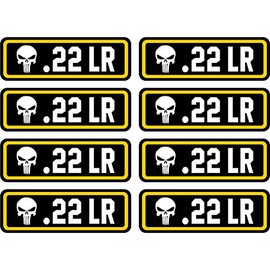 .22 LR Ammo Can Stickers | 8-Pack Ammo Can Decals Bullet Sticker 3 x 1 | 100% PVC - Waterproof, Non-Fade, UV Resistant