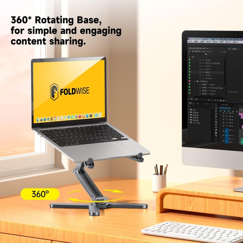FoldWise X Laptop Stand for Desk - 100% Aluminum, 360°