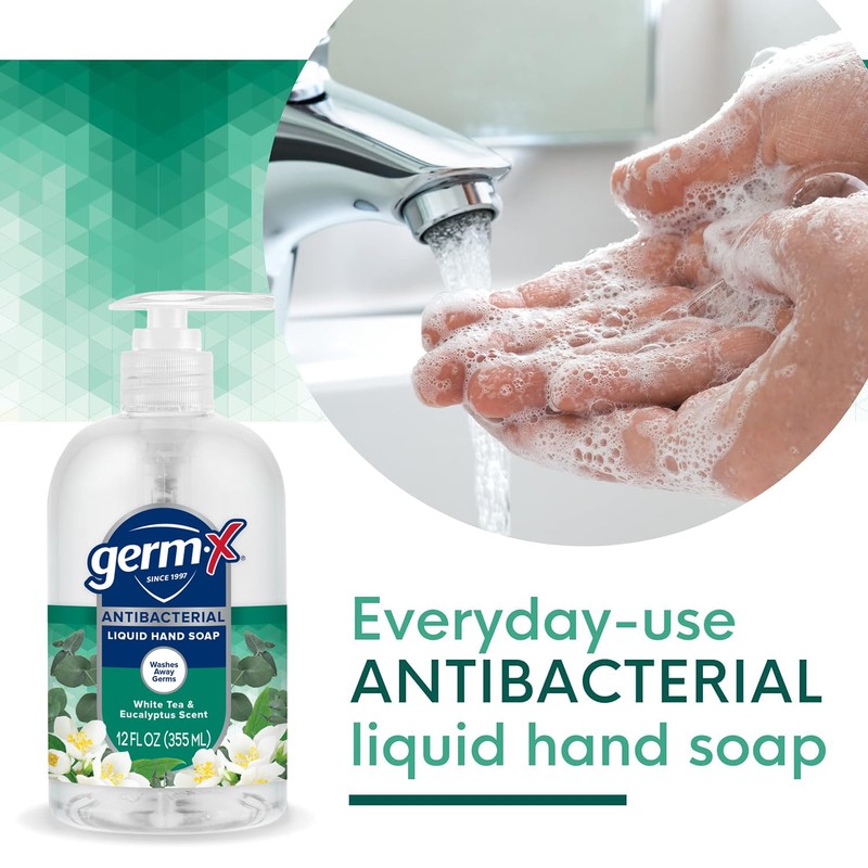 Germ-X Antibacterial Hand Soap, 12 Oz (Pack 4), Moisturizing Liquid