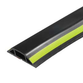 sourcing map 5.9ft Floor Cord Cover PVC Cable Protector 0.55"Wx0.27"H Cable Management Black Yellow Line