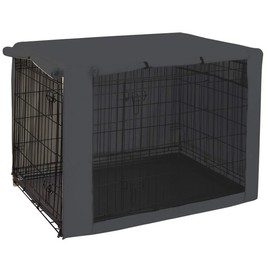 Dog Crate Cover for Wire Crates, Cage, Heavy Duty Waterproof Windproof Pet Kennel Cover Indoor Outdoor Protection - Cover only - Dark Grey - L