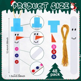 Halloscume 48 Sets Christmas Snowman Stick Ornament Craft Kit Bulk DIY Winter Arts and Craft Kit Snowman Hanging Wooden Strips Christmas Ornaments Crafts for Kids Classroom Home Activities