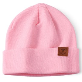 OZERO Winter Beanie Hat for Women: Warm Knit Cuffed Skull Cap Thermal Soft Snow Cap Winter Gifts for Lady Family and Friends for Cold Weather (UK, Alpha, One Size, Pink-no Lining)