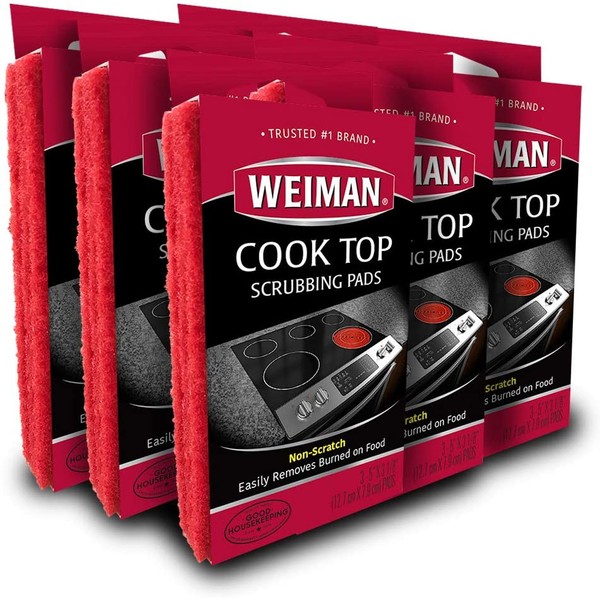 Weiman Cook Top Scrubbing Pads, 18 Count, 6 Pack Cuts Through The Toughest Stains - Scrubbing Pads Carefully Wipe Away Residue
