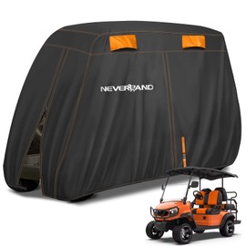 NEVERLAND Golf Cart Cover 4 Passenger, Heavy Duty 420D Golf Cart Covers, Waterproof Club Car Golf Cart Cover with Zipper Doors Compatible with EZGO Yamaha Club Car 4 Seat (Up to 115 Inch)