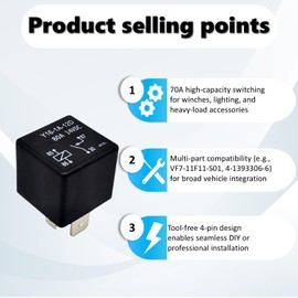 VF7-11F11-S01 12V, 80 AMP Y16-1A-12D Plug-in Automotive Relay Multiple Use Relay 4-1393306-6