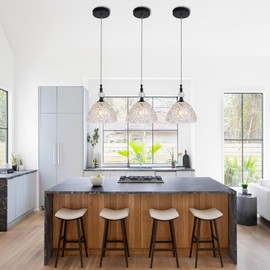 ZUIMEITIANS Modern Black Clear Glass Pendant Light 7.68 in Globe Small Pendant Light with Clear K9 Crystal Ball Mini Hanging Lights for Kitchen Island Sink Bedroom Dining Room Living Room Bar 3 Pack