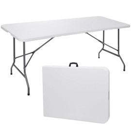 6FT Plastic Folding Table Portable Fold-in-Half Picnic Party Camp Indoor Outdoor