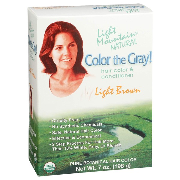 Light Mountain Natural Color The Gray! Hair Color & Conditioner, Light Brown, 7 oz (Pack of 2)
