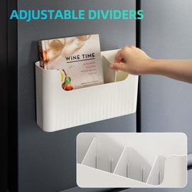 FKTXCO File Folder Holder Mail Organizer Wall Mount Magazine Organizer Holder Wall Hanging Files Mails Magazines Office Door Mount Wall Pocket Organizer with Dividers, Creamy White(2 Count)