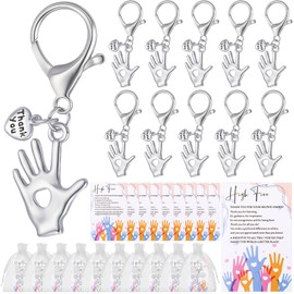 Faccito 50 Sets Volunteer Appreciation Gifts High Five Hand Keychains Thank You Cards Gift Bags for Social Worker Teacher Volunteer