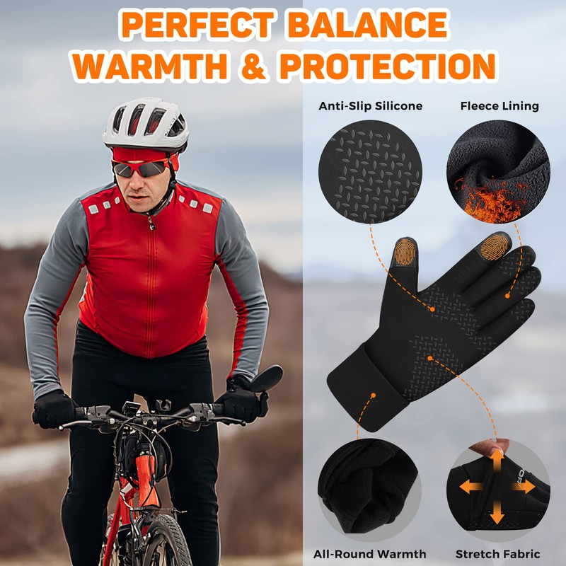 AURUZA Men's Cycling Gloves with 5 Finger Touch Screen, 8