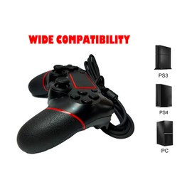 Intckwan Wired Game Controller für PS 4 / Pro/Slim/Laptop/PC(Win7/8/10), USB-Stecker Gamepad Joystick mit Vibration und Anti-Rutsch-Griff, Ergonomie, 2M Kabel, Rot