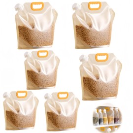 Food Storage Bags Moisture Resistant Sealed Bag Standing Large Reusable Sealed Bag with Handle and Cap BPA Free 6 Pack (2.5 x 3 x 5 x 3cm)