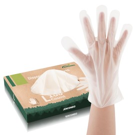 JENCENBIO Compostable Disposable Gloves for Food Pre with US BPI ASTM D6400 and Europe OK Compost Home Certified 100 Couts Medium