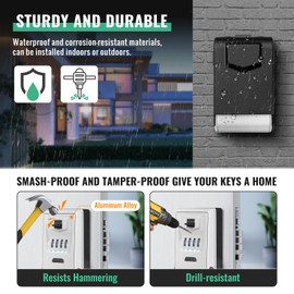 Key Lock Box for Outside with Light Up Dials - Sturdy Waterproof Combination Key Holder Wall Mount Key Storage Box for House Keys - Resettable Code Safe Security Outdoor Key Hiders Large Capacity