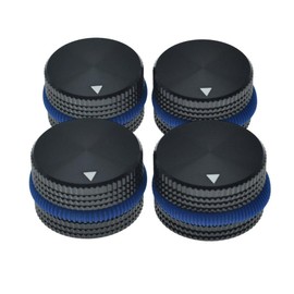 Dopro 4-Pack 25 * 15.5mm Set Screw Style Aluminium Potentiometer Knobs 1/4" Universal Pot Control Knobs with Rubber Ring and Indicator for Guitar/Bass Equipments Black with Blue Ring