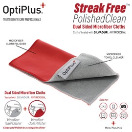 OptiPlus All-Natural Lens Cleaning Spray and Dual-Purpose Microfiber Cloth | Streak-Free Spray for Glasses, Laptops Screens, Smart Phones, Optical Lens, Goggles, and Watch Screen l Travel Size l 2oz