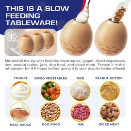 MITOCAPY Dog Treat Toy - Dinosaur Egg Puzzle Toys for Dogs, Tough Dog Toys for Aggressive Chewers, Treat Ball to Chase & Fetch, Gifts for Dogs - Beige