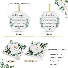 to My Best Grandpa Ornament Gifts from Granddaughter 2026,Christmas for Grandfather, Grandpa Birthday Gift from Grandson Ornament Xmas Present with Gift Box(2.9")