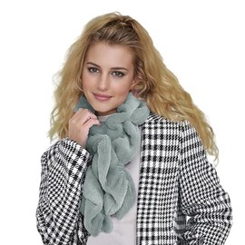 Lina & Lily Elastic Ruffle Faux Fur Women's Winter Pull-through Scarf Neck Warmer (Mint Green)