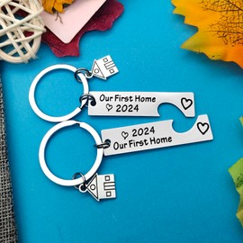 Xiahuyu Our First Home 2024 Keychain Set for New Home Keychain Gift Housewarming Gift for New Homeowner Couples First Home Gift New House Keychain for Friends Family New Home Owners