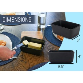 Nat & Jules Ceramic Stoneware 1/2 Pound, 2 Sticks Butter Dish with Airtight Bamboo Lid, Kitchen Accessory, Container Holder, Refrigerator Storage and Countertop Organization, Matte Black