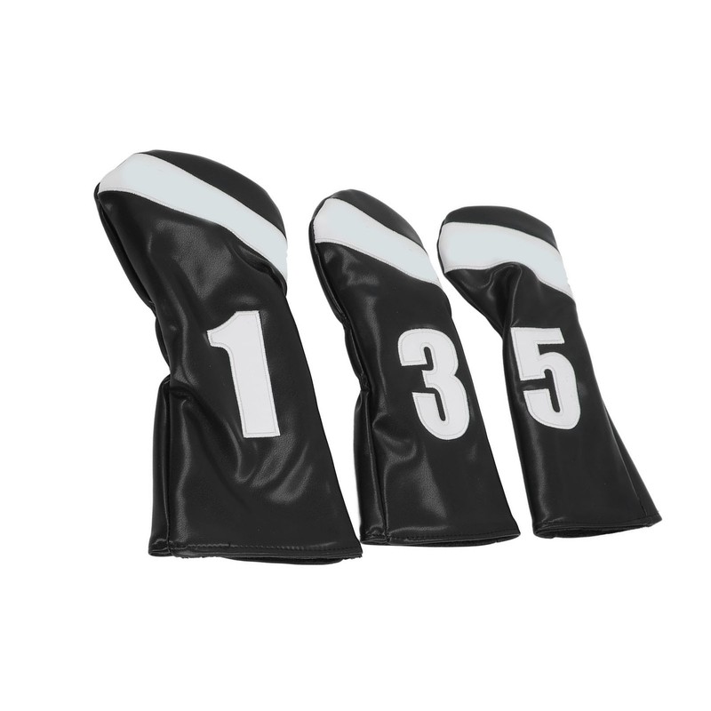 3PCS Golf Club Head Cover PU Leather Waterproof Protective Golf