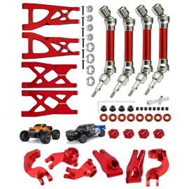 RCMYou Upgrades Part for 1/10 ARRMA Vorteks/Granite/Senton 4x4 3S Blx & Mega 550,Front Rear Drive Shaft,Front Rear Suspension Arm & Steering Blocks Caster Blocks C-Hubs Stub Axle Carriers,Red